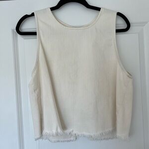 Cream denim crop top aerie